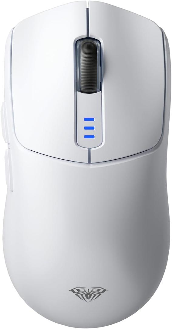 AULA SC580 Wireless Gaming Mouse, Tri-Mode 2.4G/BT5.0/USB-C Gaming Mouse, 12000 DPI Rechargeable Wireless Mouse with 6 Programmable Buttons, Ergonomic Computer Mouse for Laptop/PC/Mac/Tablet (White)