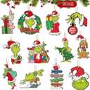 Green Christmas Tree Decorations - 24PCS Wooden Christmas Tree Hanging Ornament for Holiday Party Indoors Home Decor Ornaments