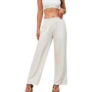 Beautiful Nomad Women's Linen Pants Casual High Waisted Wide Leg Pant Baggy Trousers with Pockets (XL)