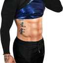 Sauna Shirt for Men Long Sleeve Sauna Suit Heat Trapping Workout Shirts Sweat Enhance Vest for Workout Sports (Large, Black977)