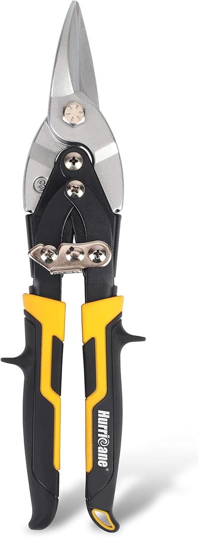 HURRICANE 10 Inch Aviation Tin Snips, Cr-Mo Aviation Snips for Cutting Metal Sheet, Heavy Duty Sheet Metal Cutter Shear, Straight Cut, High Leverage Aviation Snip, Up to 40% Labor Saving