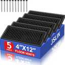 4x12 Floor Regsiter Vent Covers for Home Floor Wall Ceiling - Black with Screws for Easy Installation - Heavy Duty Steel Walkable Finish for Quiet Adjustable Air Vent Cover 4 x 12- 5 Pack