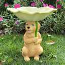 Dog Statues Outdoor Solar Garden Decor Resin Dog Garden Statue with Bird Feeders and Lights Outdoor Decor for Outside Yard Lawn Decorations Gifts for Mom 8.25 * 8.25 * 9.25 Inch