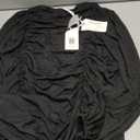 GRACE KARIN Womens Long Lantern Sleeve High-Neck Ruched Front Fitted Blouse (XX-Large, Black)