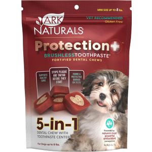 Ark Naturals Protection Plus Brushless Toothpaste for Mini Breeds, 4 oz Bag, Dog Dental Chew with Toothpaste Center, Prevents Plaque & Tartar, Freshens Breath