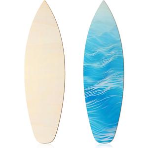 Anglechic 2 Pcs 36 Inches Unfinished Wood Surfboard Cutout for Crafts Large Size Nautical Blank Wooden Crafts Summer Beach DIY Wall Decor for Painting Home Hanging Decoration Hawaii Luau Party