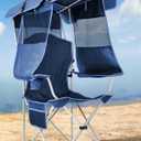 Beach Chair with Canopy Shade, Folding Camping Chair with Canopy with Cup Holder, Side Pocket for Camp, Beach, Tailgates, Fishing - Support 330 LBS