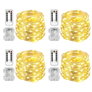 Homemory 4 Pack 20 Ft 60 LED Fairy Lights Battery Operated Christmas Lights with Remote Waterproof 8 Modes Firefly Twinkle String Lights for Party Bedroom Wedding Halloween Decorations