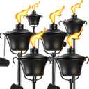 Citronella Torches Set of 6, 3-Prong Grounded Stake Outdoor Torches, 14.5 oz Garden Torches for Outside, 58 inch Outdoor Decorative Torch (Black 6 PCs)
