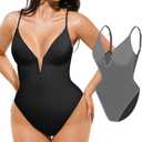 Popilush Tummy Control Swimsuits for Women Shapewear One Piece Deep V Neck Underwire Swimsuit Summer Beach Pool Vacation XXL