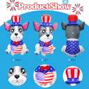 5FT Tall 4th of July Inflatable Puppy Bulldog with Heart American Flag Built-in 2 Bright Led Lights for Blow Up Patriotic Inflatables Outdoor Decorations
