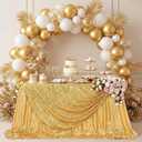 QueenDream Gold Sequin Tablecloth 60x102 Inch Sparkly Gold Wedding Tablecloth for Baby Shower Birthday Christmas Party Decorations