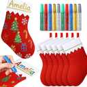 6 Pack 18 Inch Christmas Stockings with 10 Pcs Glitter Glue Pens Red Christmas Stocking Glitter Glue Tube for Holiday Fireplace Decorating DIY Art Project