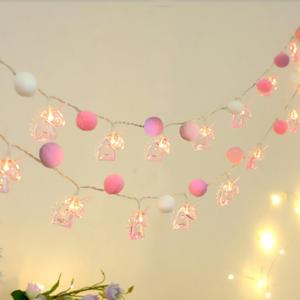 9.85FT Room Decor String Lights with 20 Cute PomPoms 20 Pink Unicorn LED Lights Battery Operated with Timer for Girls Bedroom Birthday Party Kids Playhouse Wedding Valentine's Day Christmas Decoration