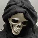 Haunted Hill Farm Life-Size Scary Grim Reaper with Chain, Halloween Animatronic with Touch Activated Lights and Sounds, Battery Operated Indoor or Covered Outdoor Halloween Decorations, Halloween Prop, 65"