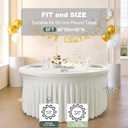 Outpain 4 Pack Spandex Ivory Round Tablecloths for 60in Tables, 120Inch Stretchy Fitted 5FT Round Table Clothes,Wrinkle Free Table Cover with Skirt for Wedding Party Dining Banquet