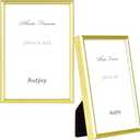 6x8 Poster Picture Frame Set of 2, Gold Modern Thin Metal gallery Photo Frame with HD Real Glass, Display for Tabletop and Wall, 2 Pack