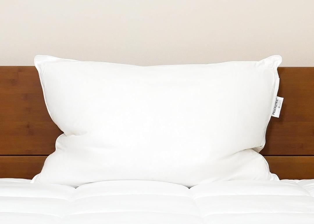 White Duck Down & Feather Pillow - Pillows with Soft-Medium Support for Side & Back Sleepers Standard Size
