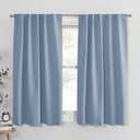 PONY DANCE Short Blackout Curtains Set - Nursery Short Curtain Panels Thermal Insulated Window Treatments Back Tab/Rod Pocket Light Blocking for Bedroom, 64 Wide 40 Long, Pigeon Blue, 2 Panels
