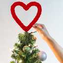 Valentines Tree Topper Velvet Heart Tree Topper for Valentine Treetop Red Heart Decorations for Home Wedding Holiday Party Supplies Gift (Red, 11.8 Inch, Velvet)