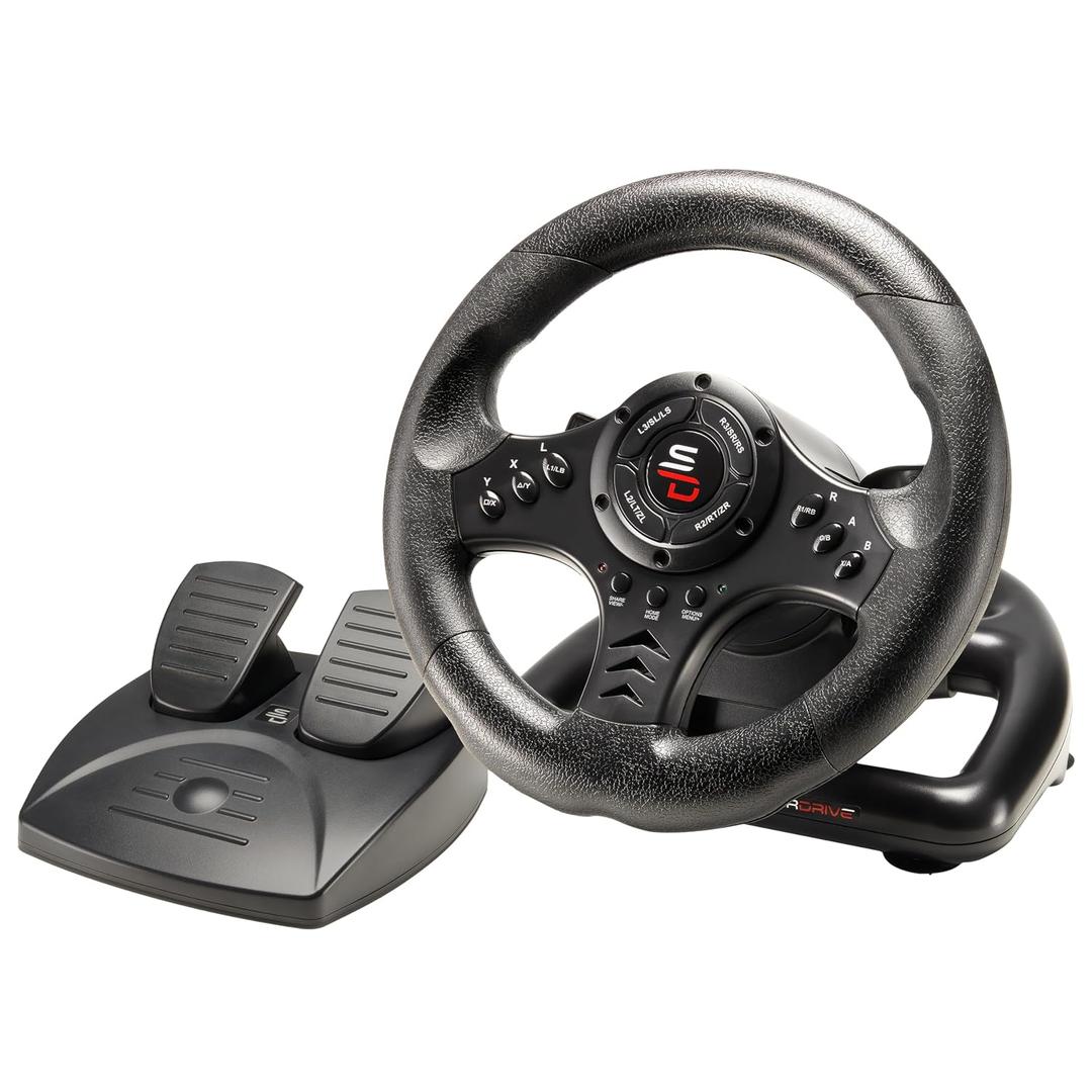 SUBSONIC - Superdrive SV450 Steering Wheel. Racing Wheel with Pedals and Shifters. Diameter 23 cm, 180 Rotation Angle - For Xbox Series X/S, Switch 2 / Switch, PS4, Xbox One and PC - Black