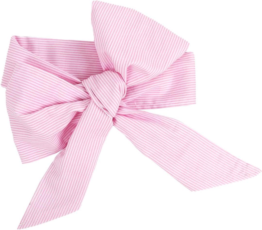 Newborn Swaddle Sash, Soft Cotton Bow Decorative Strap for Swaddles, Adorable Maternity Bow Sash, 70x5.5 Inch, Pink Stripes