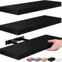 Sorbus Floating Shelves - 3 Pack 16 Inch Rustic & Blue Wall Shelves for Bedroom, Kitchen, Living Room, Bathroom Shelves, Home Decor, Office - Floating Shelf for Trophy, Books, Frames (Black)