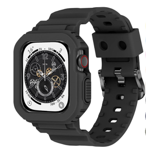 XYF Compatible for Crystal Clear Apple Watch Bands, 45mm 44mm 42mm Bumper Case for Men Women Jelly Sport Cover Strap for iWatch Ultra 2/1 Series 10 9 8 7 SE 6 5 4 3 2 1 (Matte Black, 42/44/45)