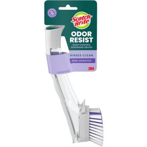 ScotchBrite Odor Resist Soap Control Dishwand Brush, NonScratch Cleaning Brush with Scraper, Stands Upright, 1 Pack