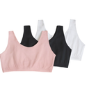 Fruit of the Loom Women's Tank Style Cotton Sports Bra, 3-Pack, Style-9012, Blushing Rose/Black Hue/White
