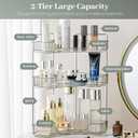 Aveniee Corner Bathroom Counter Organizer, Bathroom Countertop Shelf Makeup Organizer for Vanity Perfume Tray for Corner Storage (3 Tiers, Grey)