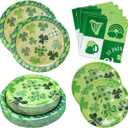 180PCS St. Patrick's Day Party Supplies - Shamrock Paper Plates & Napkins Kit for Happy St. Patrick's Day Decorations, Includes Dinner & Dessert Plates