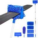 Ceiling Fan Cleaner Duster with 72" Extension Pole & 4 Reusable Pads, High Ceiling Fan Blade Cleaning Tool, Flexible Microfiber Duster for Baseboard,Blinds,Cobwebs,Floor, -Lightweight & Washable