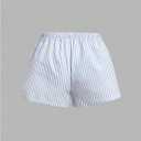RoseSeek Women's Striped Shorts Print Drawstring Elastic Waist Shorts Casual Wide Leg Low Rise Summer Boxer Shorts (Blue)