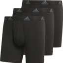 adidas Men's Performance Stretch Cotton Boxer Briefs 3-Pack, Soft Underwear, Superior Comfort (Large, Black/Onix Grey)