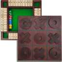 Wooden Tic Tac Toe Game & Shut The Box Game Set, Ideal Gift for Family Game Nights, Kids Activities, and Coffee Table Decor (8.6 Inch)