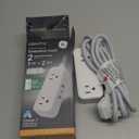 GE Flat Plug Power Strip Extension Cord with USB Ports, Travel Power Strip with 2 Outlets 3 USB Ports, Cruise Ship Essentials, 6 Ft Braided Small Extension Cord Flat Wall Plug, ETL Listed White, 81597