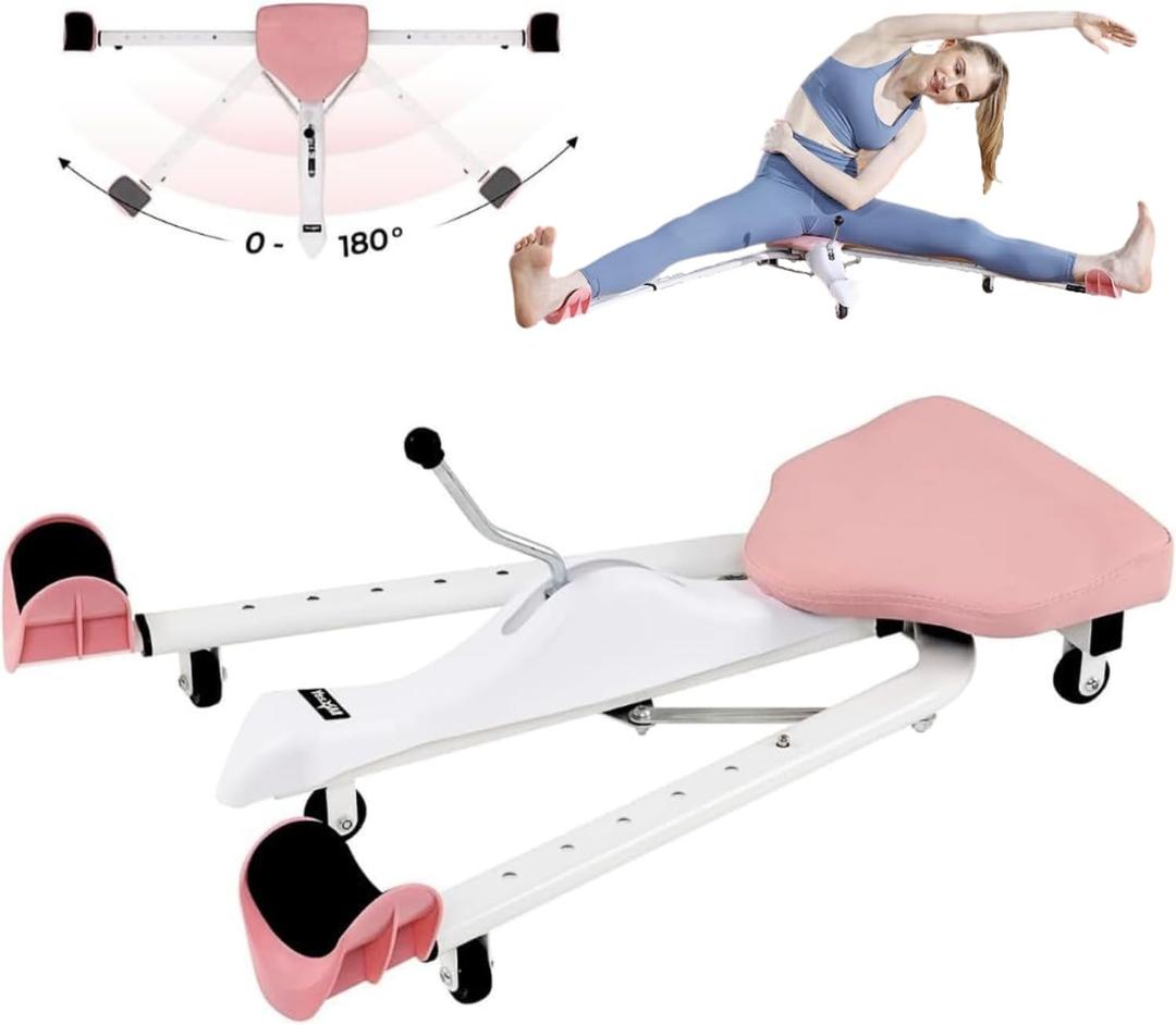 Yes4All Leg Stretcher Split Machine for Flexibility Versatile 330lbs Heavy Duty Narrow Wide Handle with Anti-Slip Rubber Grip (Pink and white)