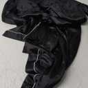 Ekouaer Women Satin Pajamas Set Classic Button Down Long Pjs Set (Medium, Black)