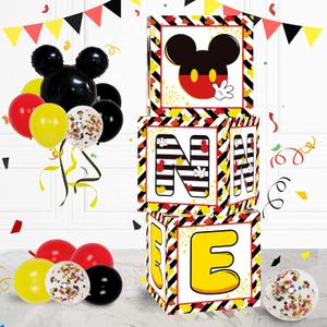 1st First Birthday Party Favors Balloon Boxes Supplies for Baby, 'ONE' Letters Balloon Arch Kit for Party Decorations, Boys 3Pcs Black Yellow Mouse Theme One Year Old Balloon Boxes with Letters 1st First Birthday Party Favors Balloon Boxes Supplies for Baby, 'ONE' Letters Balloon Arch Kit for Party Decorations, Boys 3Pcs Black Yellow Mouse Theme One Year Old Balloon Boxes with Letters