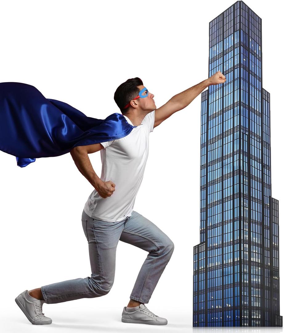 Ripeng 6ft Skyscraper Cardboard Cutout Stands-up Life Size Hero Theme Party Decoration City Skyline Backdrops Cityscape Comics Style Buildings Photo Props for Comic Birthday Party Favors