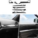 CheroCar for Jeep Grand Cherokee Dashboard Panel Trim & Door Handle Cover Kits Interior Accessories for 2011-2025 Jeep Grand Cherokee,Black Carbon Fiber
