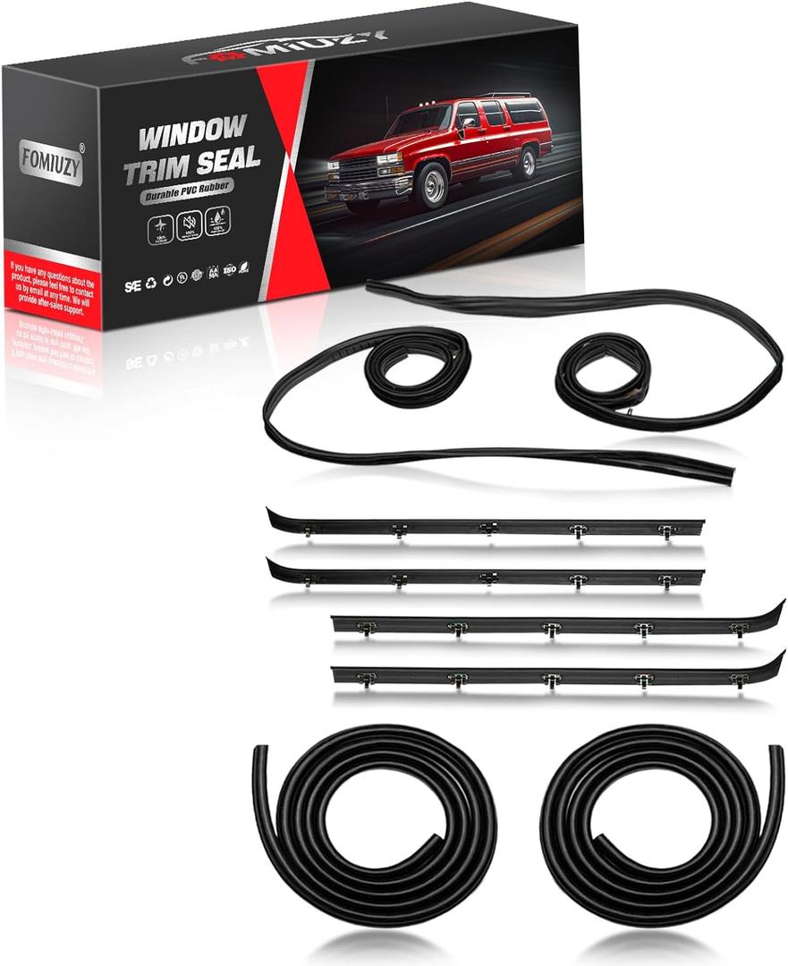 Front Door Window Molding Rubber Felt Channel Trim Seal Weather Strip Kit Fit Chevy C10 C20 C30 K10 K20 K30 K5 Blazer Suburban V1500 R1500 GMC C1500 C2500 C3500 K1500 K2500 K3500 Jimmy Truck