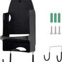 Ironing Board Hanger Wall Mount Electric Iron Holder Ironing Board Rack Household Bathroom Shelf - for Max 5 inch Width - Black
