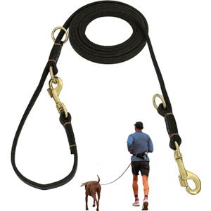 Leather Dog Leash 8ft for Small Medium Dogs, Luxurious Leather Puppy Leash with Multi-Function and Hands-Free, Durable Double - Stitched Lead for Walking & Running (Black) (8ft-1/2'')