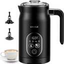 Electric Milk Frother, 4 In 1 Milk Frother and Steamer With Temperature Control, Automatic Warm and Cold Foam Maker for Coffee, Latte, Hot Chocolate, Cappuccinos, Macchiato, Black
