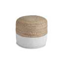 Signature Design by Ashley Sweed Valley Jute & Cotton Pouf, 19 x 19 Inches, Beige & White