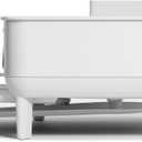 simplehuman Compact Dish Drying Rack with Stainless Steel Frame, 360 Easy Drain Swivel Spout, Utensil Holder, Anti-Residue Coating, Moisture Control Surface, White
