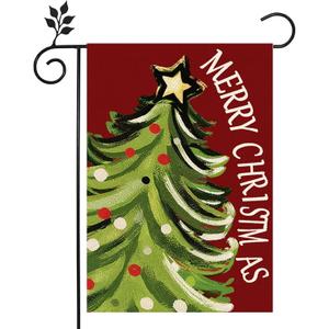Merry Christmas Garden Flag Xmas Tree Yard Flag 12x18 Inch Double Sided,Outside Christmas Trees Winter Holiday Yard Outdoor Flag Yard Decoration for Outside