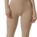 QINSEN Womens Sexy Square Neck Long Sleeve Full Length Leggings Bodycon Stretch Jumpsuit (Small, Cococa Cream)